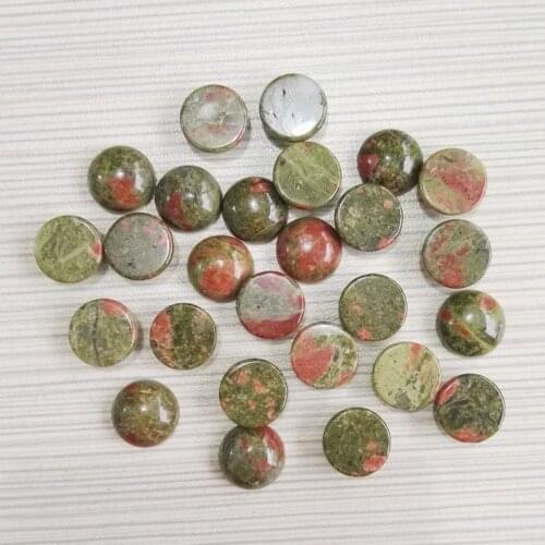 Wholesale 50pcs fashion natural unakite stone round beads 12x12mm CAB CABOCHON green flower beads for jewelry