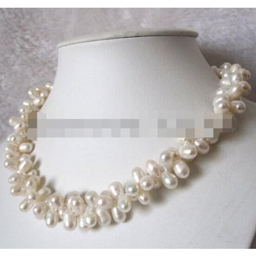 7-8mm 2Row White Baroque Freshwater Pearl Necklace AAA