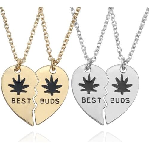 Fashion Trendy Broken Heart Pendant Necklace Best Buds Letter Splicing Friendship Necklace Puzzle Choker Men Women Girls Gift