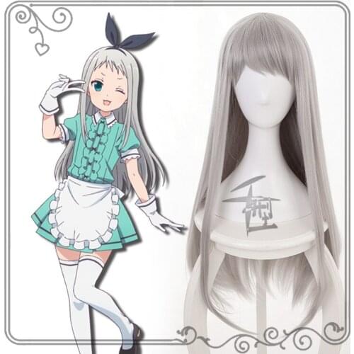 Japanese Anime Blend S Kanzaki Hideri Aus Straight Long Silver gray Cosplay Wig Halloween Costume Play Wigs For Women + Wig Cap