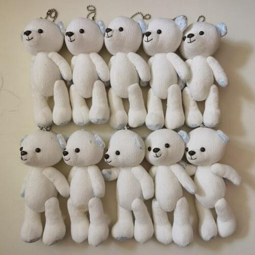 10PCS/Lot Joint Teddy Bear Key Pendant Cute Bag Phone Hanging Plush Keychain