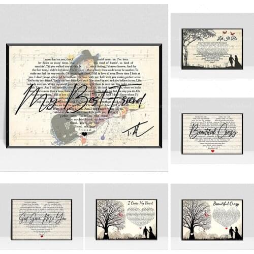 Luke Combs - Beautiful Crazy Lyrics Poster, Best Gift Ever, Lyrics Print, Song Lyrics Poster, Lyrics Wall Art Decor, Home Decor