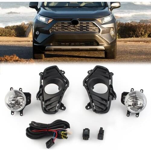 Car Front Bumper Fog Lights Daytime Running Lamp Assembly w/ Switch Bulb Wire For Toyota RAV4 LE XLE Hybird XSE 2018 2019 2020
