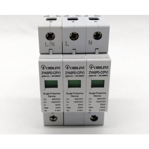 PV 1000V 800V 500V 20KA~40KA 3P SPD House Surge Protector Protective Low-voltage Arrester Device 35mm din rail