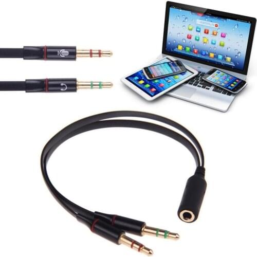 Headphones Jack 3.5 mm Stereo Audio Y-Splitter 2 Female to 1 Audio Mic Y Splitter Cable for Earphone Headphone