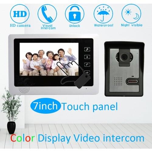 Touch screen 7 inch Video door phone HD Camera Night Vision Function Talkback Unlock Smart Home Door access intercom system