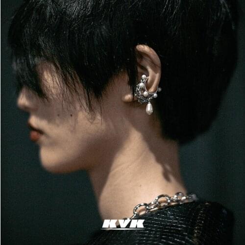 KVK Pearl 925 Silver Earrings 2021 new fashion niche high-grade ear clip no ear hole womens Retro Earrings