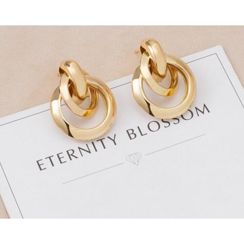 New Stainless Steel Earrings 2021 Trend Fashion Gold Big Hoop Earrings For Women Vintage Bohemian Punk Pendants Earrings Jewelry