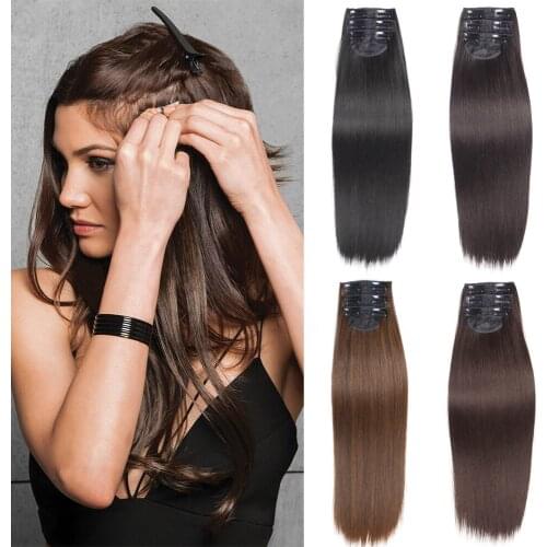 Synthetic Hair Clip In Long Straight Hair Extension Clip 24Inch 3 Tablets Per Natural Hair Extensions Fake Hairpiece For Women