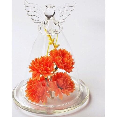 Free Shipping 4sets/pack Angel Top Glass Dome Glass Base Glass Dome Home Wedding Decorative Beautiful Promotion Gift Glass Cover