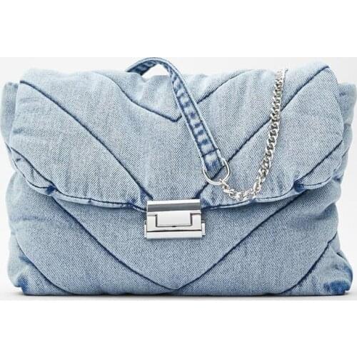 Vintage Denim Shoulder Bag Women Luxury Design Female Canvas Jeans Crossbody Bags Chain Flap Handbags Ladies Casual Shoulder Bag