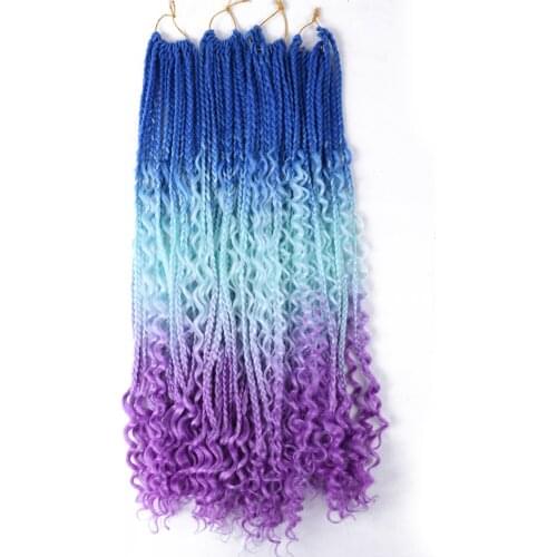 Natifah Jumbo Braiding Synthetic Crotchet Hair Box Braids With Curly Ends Hair Extensions 80g 22 Inch Ombre River Goddess Hair