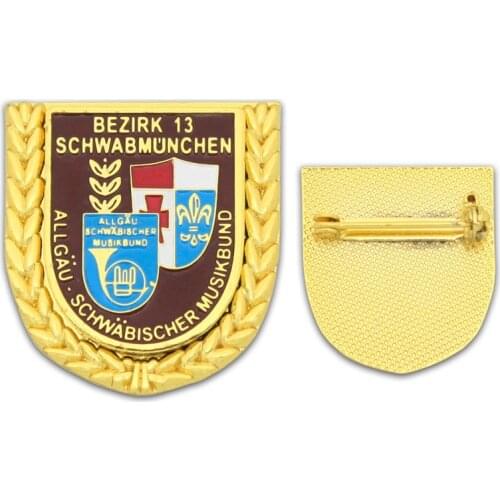 Top quality electroplated gold badge high quality military badge back pin