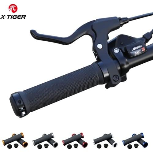 X-TIGER Bike Grip Rubber Anti-Slip Bicycle Grips Aluminum Alloy Lock Handles For Bicycle Road Cycling Handle Bicycle Accessories