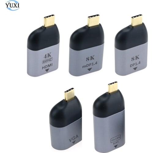 YuXi USB Type-C to HDMI/DP/mini DP/VGA/RJ45 HD Video Converter 4K 60Hz For MacBook Huawei Mate 30 Xiaomi USB-C Type C Adapter