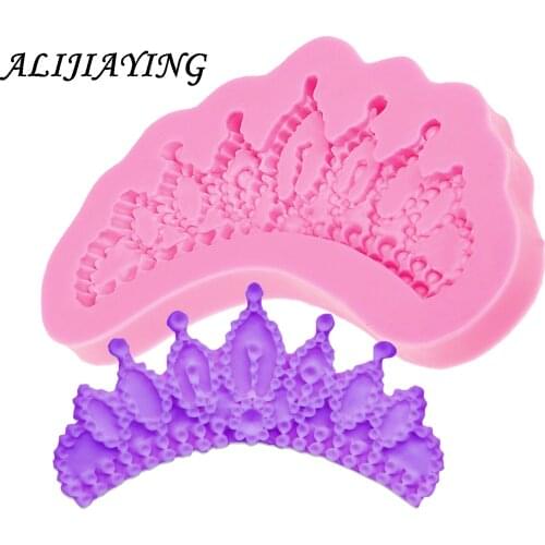 1Pcs Cake Decoration tools Princess gem Crown Silicone mold baking candy confeitaria Fondant Moulds D0485