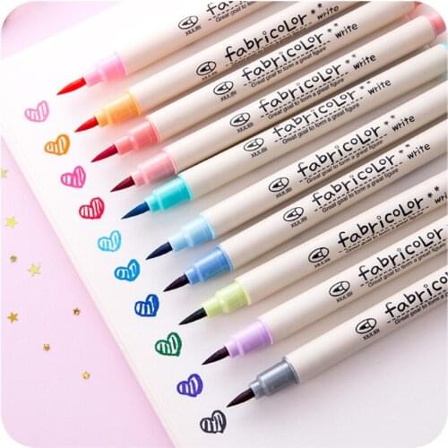 10 pcs/lot colored calligraphic pen drawing art pen calligraphy soft brush pen material escolar stationery school supplies