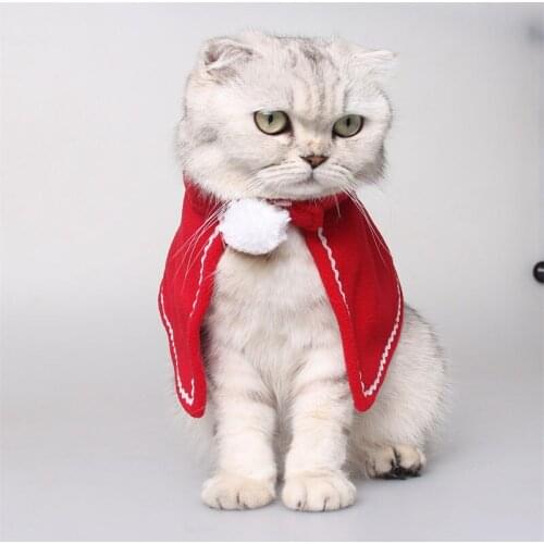 3 Size Short Plush Magic Sticker Adjustable Winter Red Pet Cat Dog Cloak Shawls Collar Scarf Christmas New Year Gift Pet Supply