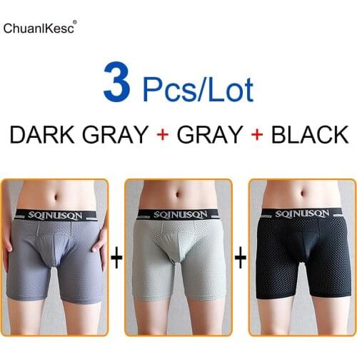 Fashion Comfortable Long Leg Short Leg Mens Boxers Shorts Male Underpants Man Underwear Sexy Boxer Panties Convex Pouch 3 Pcs