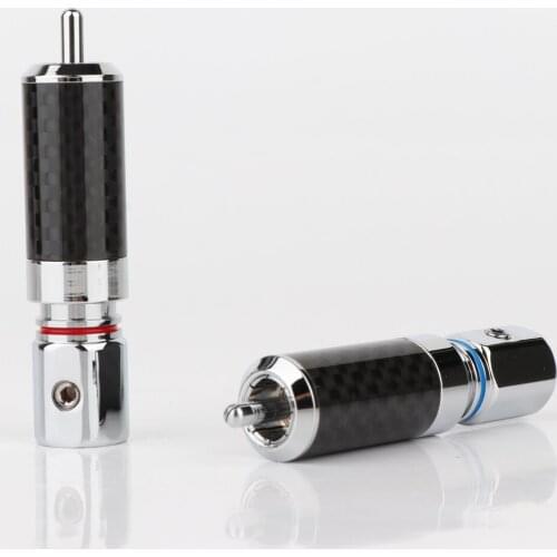 4Pieces OEM High Quality RCA plug,Rhodium Plated Carbon Fiber RCA Plug ,Connector Hifi Auido Cable Plug