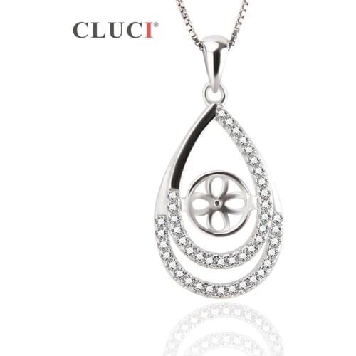 CLUCI 925 Silver Sterling Elegant Water Drop Design Clear Zirconia Stone Pendant Necklace Accessary Women Necklace Jewel SP210SB