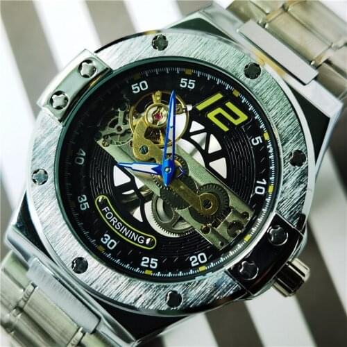 Forsining 2020 Mens Mechanical Watch Racing Transparent Bridge WristWatches Waterproof Relogio Masculino Watches For Men Clock
