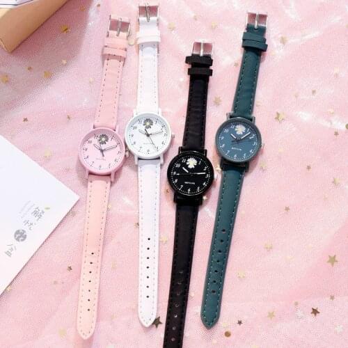 2020 Women Watch Casual Daisy Flower Ladies Wrist Watch Female Clock Leather Band Quartz Wristwatch reloj mujer relogio feminino
