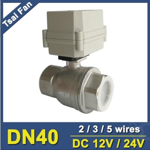 DC12V/24V Stainless Steel 304 1-1/2'' DN40 Full Port Actuated Ball Valve 2 Way Metal Gear IP67 For Water Control Application