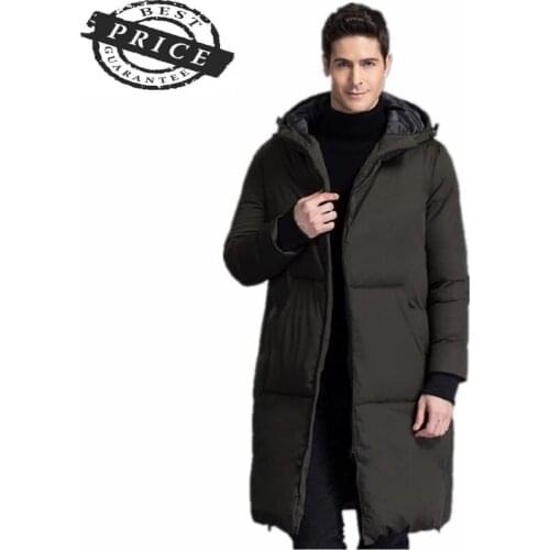 Down Long Mens Jacket Warm Thicken White Duck Down 20% Winter Jackets Coats Hooded Black Jaqueta Masculina Inverno CJ26a