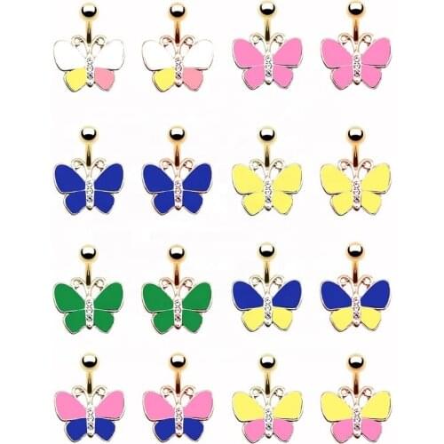 Gaby new colorfull butterfly belly ring animal Belly Button Ring glow in dark belly bar body piercing jewelry