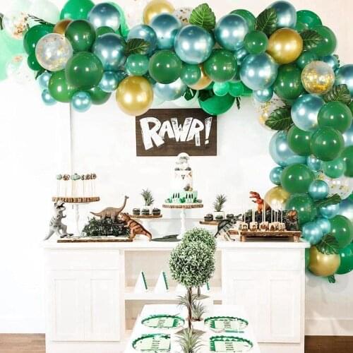HUIRAN Green Balloon Garland Kit Birthday Party Decorations Kids Jungle Theme Balloons Arch Birthday Decor Supplies Baby Shower