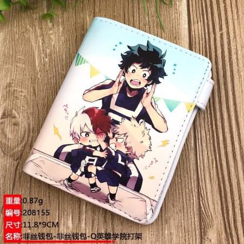 Anime My Hero Academia PU Short Wallet Midoriya Izuku Card Holder Purse with Button