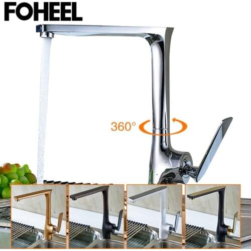 FOHEEL Kitchen Sink Tap Antique Brass Chrome White Black single handle Kitchen Faucet 360 Degree Rotation Hot and Cold Water tap