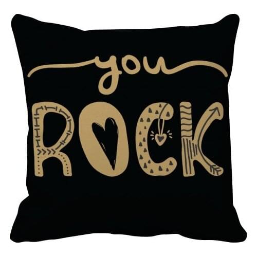 You Rock Gold Quote Handwrite Throw Pillow Square Cover