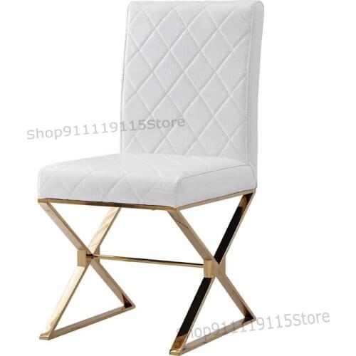 Stainless Steel Light Luxury Italian Minimalist Dining Chair Fashion Modern Simple Dining Table Chair High Grade Western Restaur