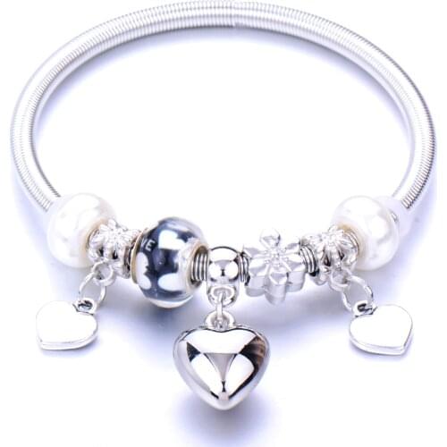 10Pcs/Lot New Arrival Jewelry Heart Charm Bracelets & Heart shape Bangles Bracelets For Women Metal Pulseras Bracelet