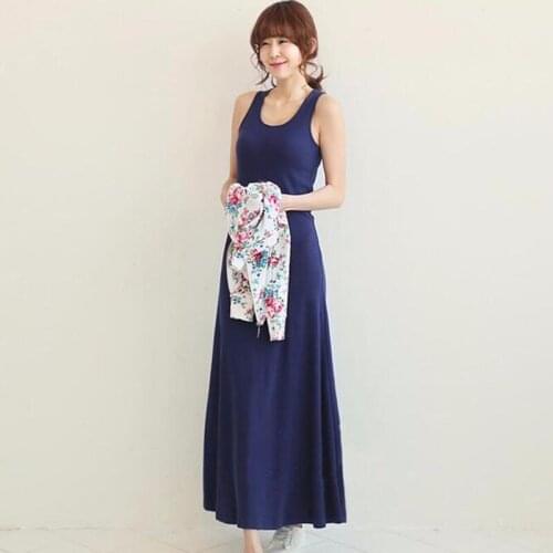 Autumn2020 New fashion womens Ankle-Length Vest Dress the Sexy Ladies Dress Solid Long Dress Big Size XS- 6XL Casual Vestidos