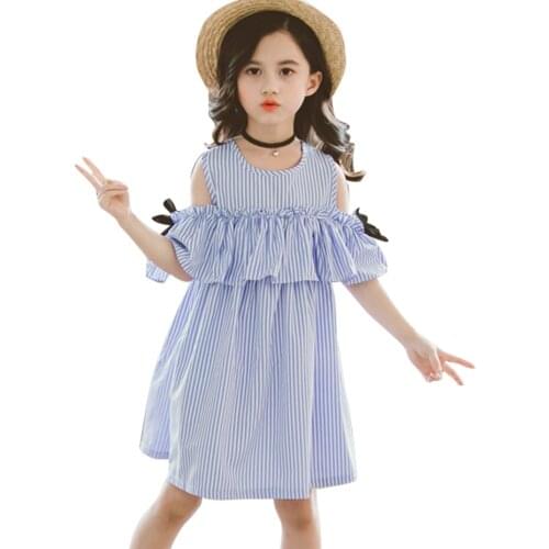 Girl Dresses Striped Girls Party Dress Big Bow Children Dresses Summer Clothes For Girls 6 8 10 12 14