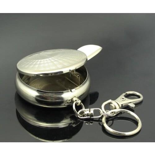 Portable Pocket Watch Style Cigarette Ashtray Keychain Ashtrays Mini Round Stainless Steel Metal Outdoors Smoking Accessories SN