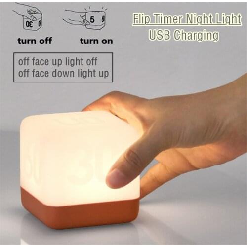 Portable Cube Timing USB Charging LED Table Lamps Small Bedside Night Lights Creative Home Decor