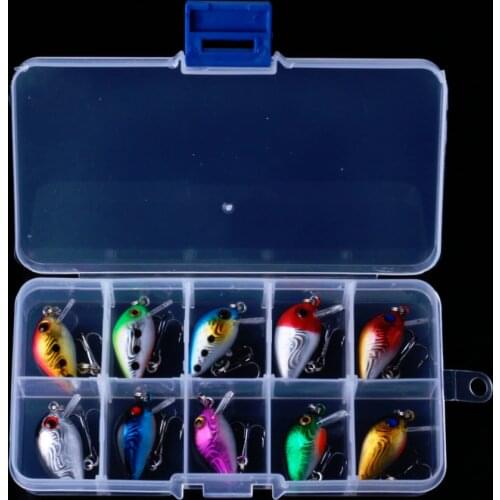 HENGJIA 10pcs 1.5g Mini Crank Fishing lure bait set kit case Storage box Crankbait swimbait wobblers small mouth bass carp pesca