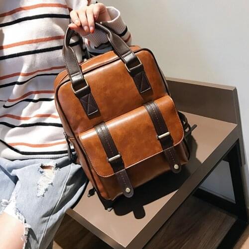 Women Vintage Laptop Leather Big Travel Backpack Anti Theft Backpacks Students Brown School Bags for Teenage Girls Waterproof