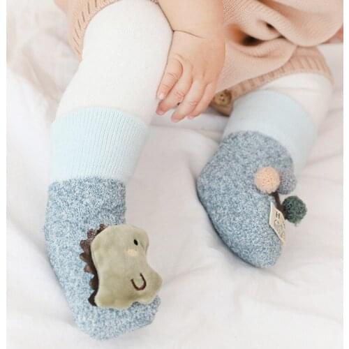 Autumn winter Casual Cute Cartoon Boys Girls Socks Cotton Thicken Coral Fleece Warm Childrens Socks Baby Slipper Socks 0-3T