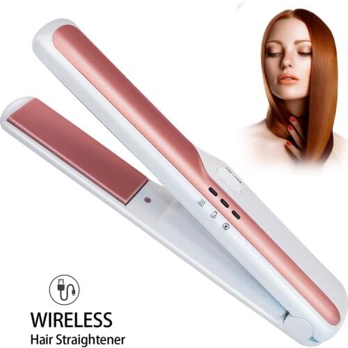Curling Iron Professional Hair Curler Wireless Hair Iron Straightening Ceramic Mini USB Cordless Hair Straightener Flat Iron