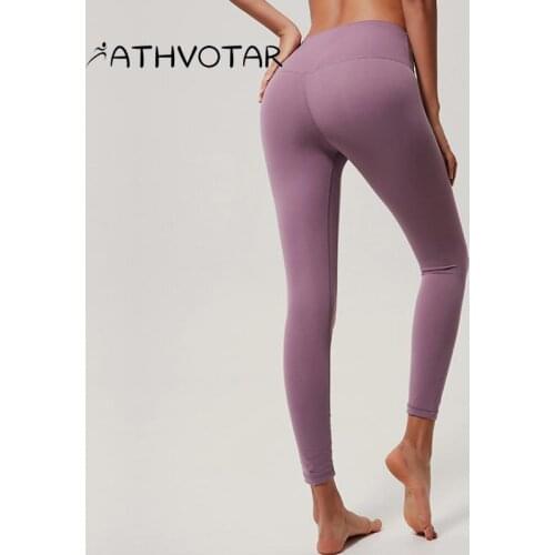 ATHVOTAR Nudity Leggings High Waist Hip Lift Fitness Gym Clothing Running Sport Quick Dry Elasticity Yoga Women Pants Tights