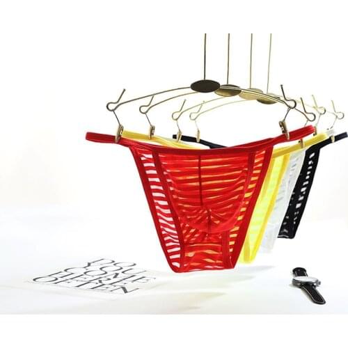 Thong Men Sexy Underwear Transparent Cotton Briefs male Bikini G-string Thong Tanga Underpants Men Exotic T-back Gay Penis pouch