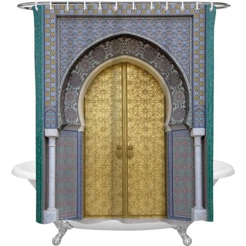 Waterproof Shower Curtains Golden Gate Metal Retro Wall Shower Curtain Frabic Polyester Bathroom decor Curtain