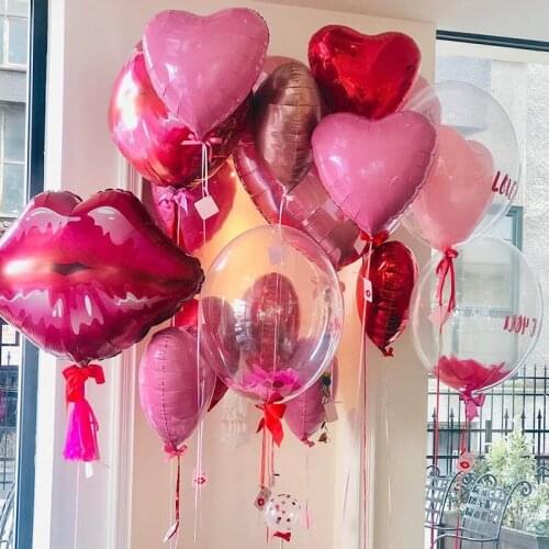 Pink Red Lips Balloons 18inch Love Heart Foil Helium Balloon Anniversary Wedding Valentines Party Decorations Love Letter Ballon