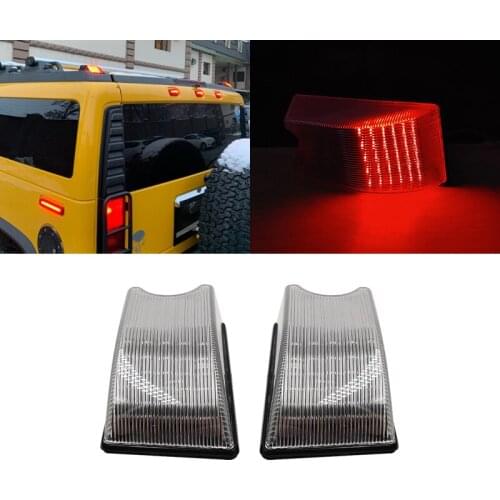 2x Rear Red Led Cab Roof Marker Lights For Hummer H2 2003-2009 H2 SUT 2005-2009 Clear Lens