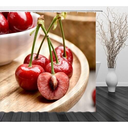 Fruit Dessert theme Shower Curtain 3DPrint Pitaya Blueberry Kiwi Banana Bath With Hooks Bathroom Home Waterproof Shower Curtains